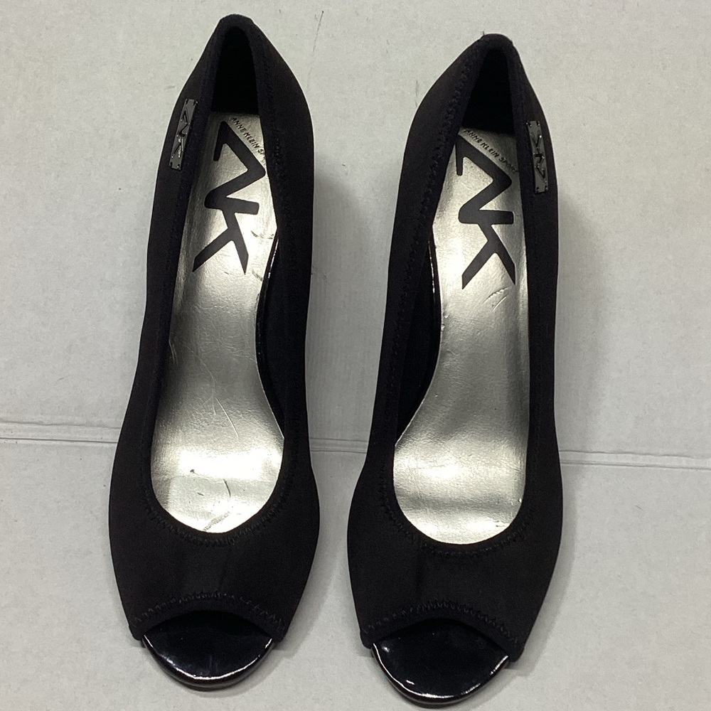 Ann Klein Elegant Black Peep Toe Heels size 10